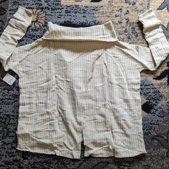 Free People Juicy Long Sleeve Women's Waffle Mock Longsleeve Size Xs Stone Cold - Picture 4 of 10